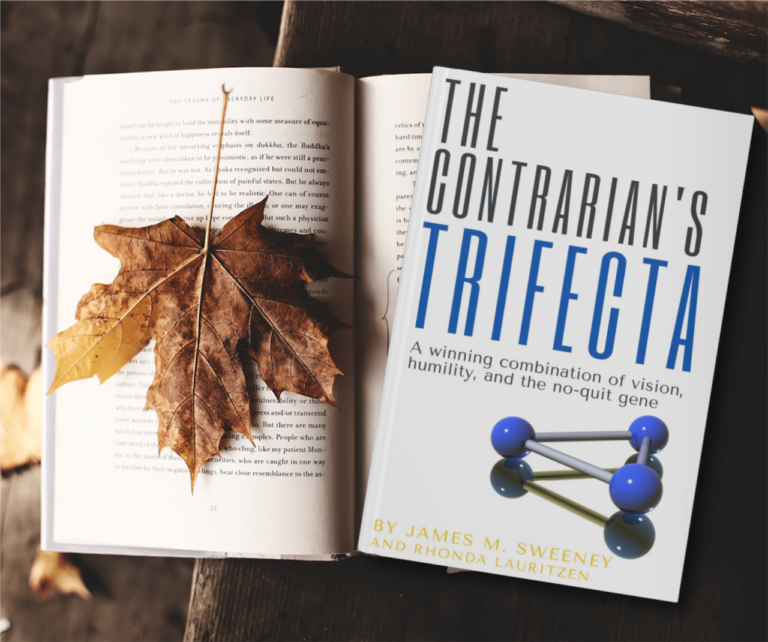 Cover of the Contrarian's Trifecta with fall leaves